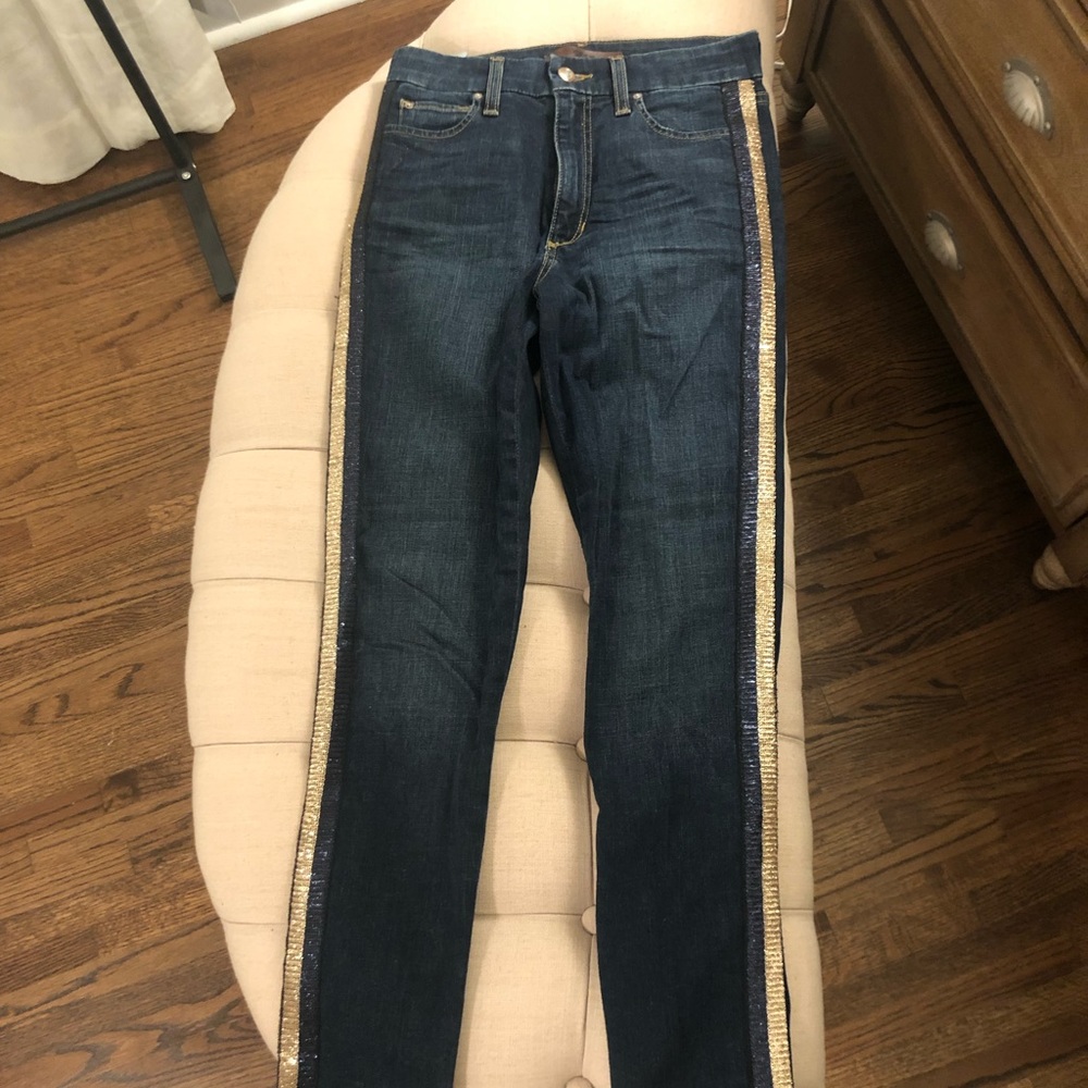 Joe’s Jean high rise Gold strip skinny Jean